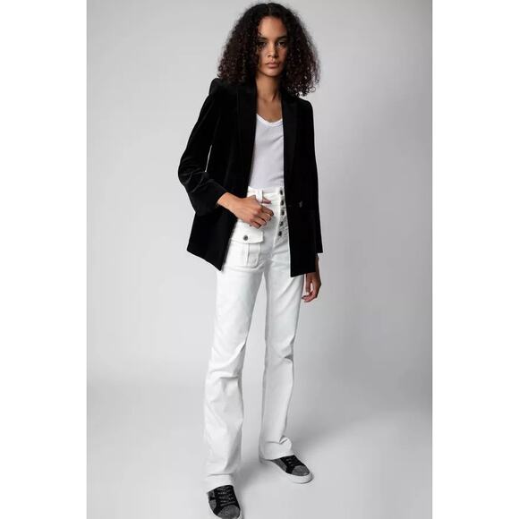 Zadig &‎ Voltaire NWT Eyes Denim Show Jeans in Judo Size 24-small, faded spots - Picture 1 of 10